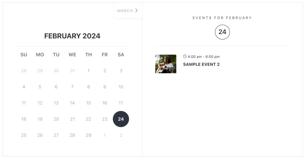 Modern Events Calendar screenshot